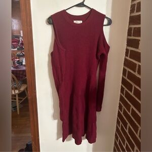 Hollister Burgundy Long Sleeve Cold Shoulder Dress size large